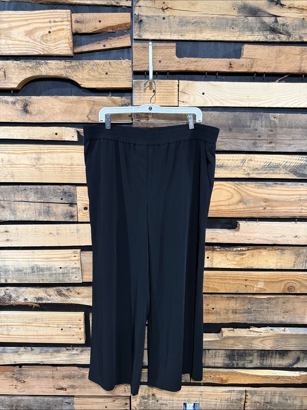 Ann Taylor LOFT Black High Rise Elastic Waist Wide Leg Casual Pants Size XL